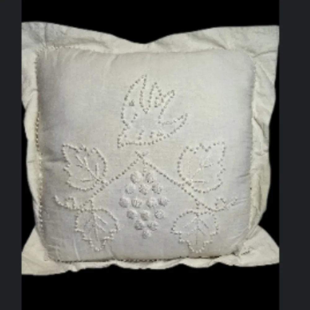 Chic White Embroidered Accent Pillow